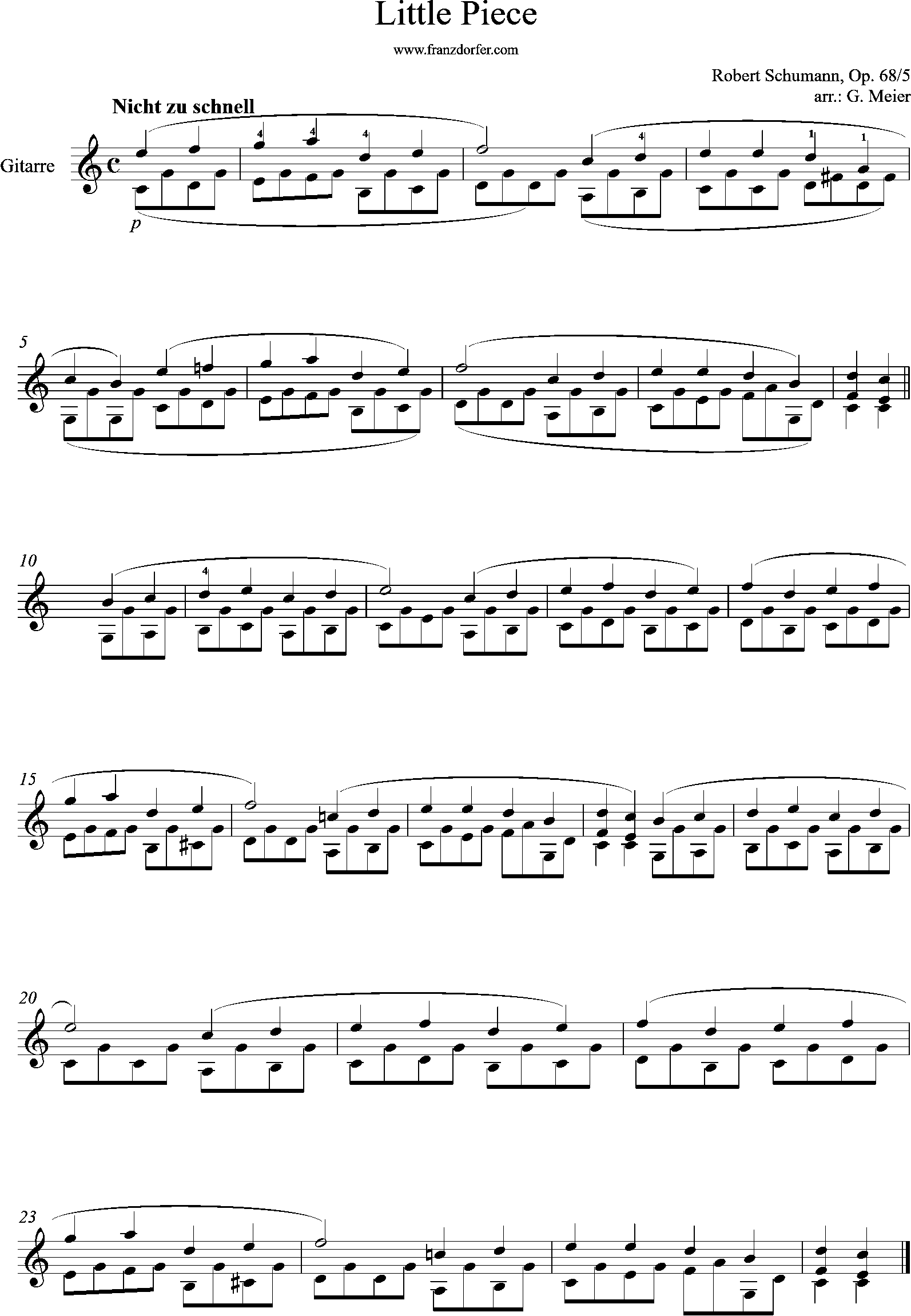 Gitarrennoten, Stückchen, Schumann